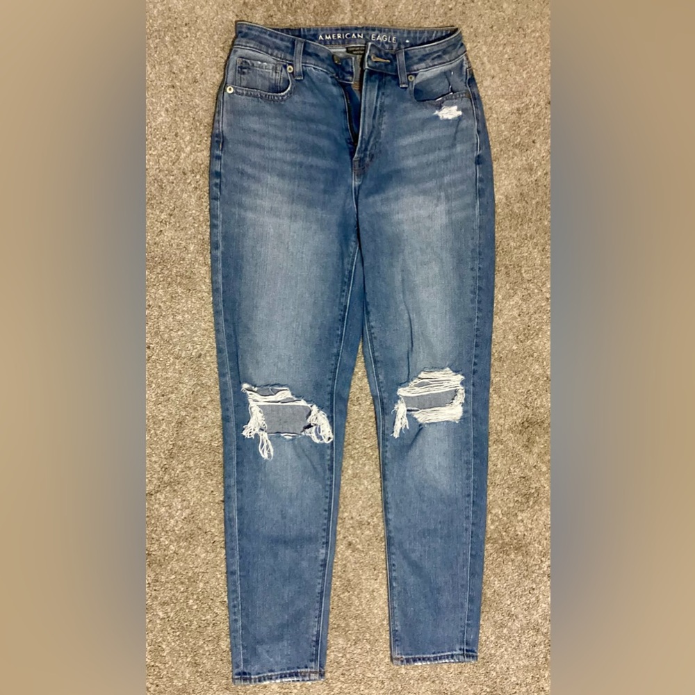 American Eagle Outfitters Blue Jeans with Distressed Details
